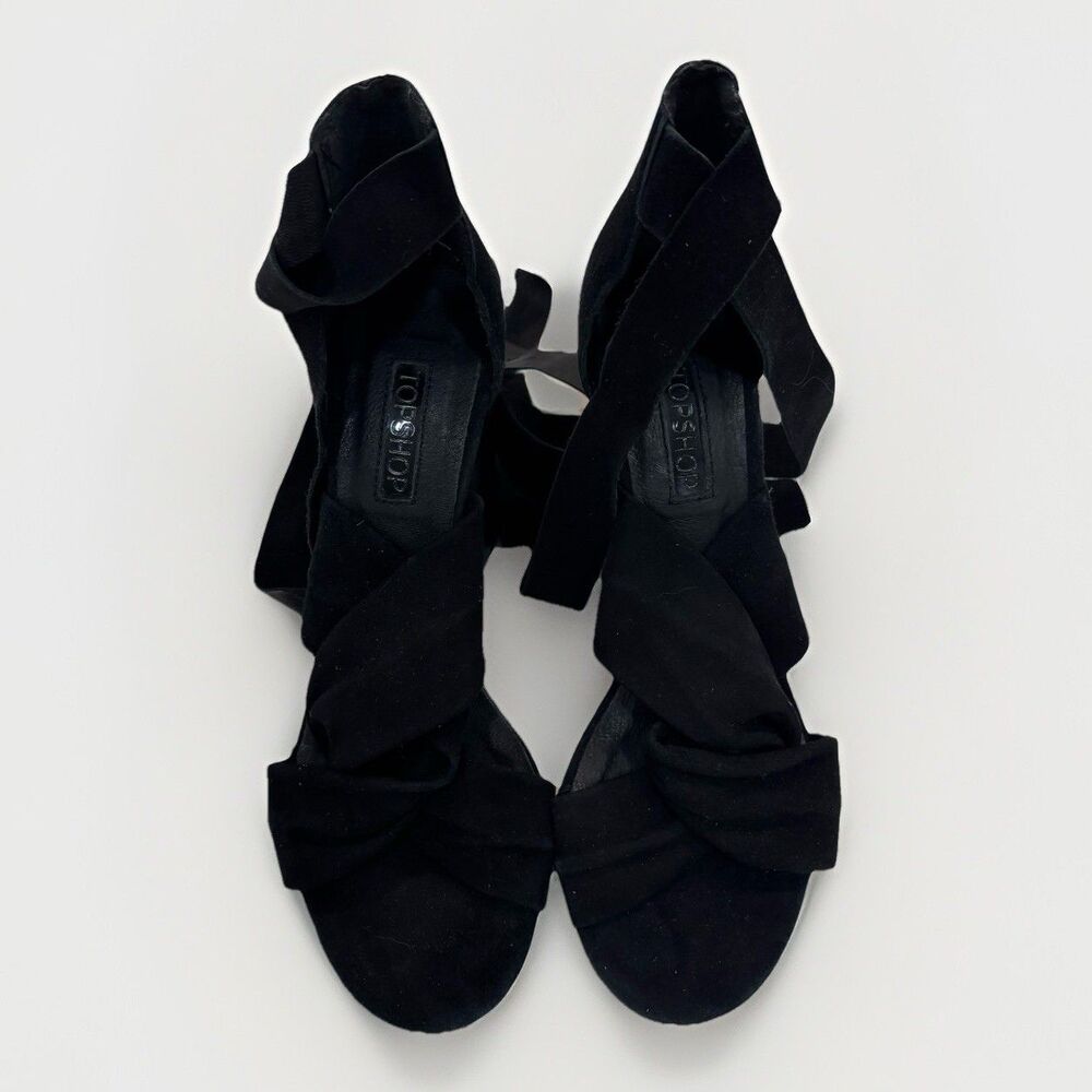 Topshop Heels Womens Size 8 EU 38 Black Tie Ankle Sleek